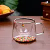 Nuevo Vaso de Vidrio Doméstico de Alta Calidad Transfronterizo con Flores Secas, Taza de Café de Doble Capa de Alto Borosilicato, Vaso Resistente a Altas Temperaturas, Artículos de Uso Diario