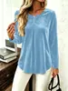2026 Estação Outono e Inverno Novo Estilo Roupas Femininas Europeias e Americanas Transfronteiriças Estação Independente da Amazon Camiseta de Manga Longa com Gola Redonda de Veludo Coreano Top Feminino