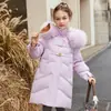 Jaqueta de Penas Infantil para Meninas, Comprimento Médio Estilo Coreano, Estilosa, Jaqueta de Penas Engrossada para Crianças Maiores, Atacado Dropshipping