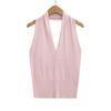 Fs607-25 Verano Nuevo Estilo Europeo y Americano Estilo Blogger Ins Tejido Puro Lujoso Sexy Espalda Bonita Cárdigan Chaleco Halter