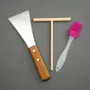 Herramientas para crepas espátula para crepas empujador rastrillo de madera de haya empujador plancha sartén para crepas sartén antiadherente herramientas para crepas y frutas bambú