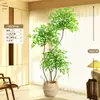 Planta Artificial Verde Nandina Bambu Planta Falsa High-End Luxo Leve Árvore Decorativa para Sala de Estar Ornamentação de Chão Interna Grande em Vaso
