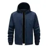 Chaqueta con capucha casual para hombre de primavera y otoño, chaqueta simple de color liso para jóvenes y mediana edad, top con cremallera resistente al desgaste y a las arrugas