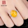 Anel de prata estrela lua 925 anel de prata esterlina vazio diy cera de abelha jade âmbar mulheres anel 11*14