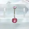 Aleación de titanio ASTMF-136 piercing de ombligo Swarovski titanio G23 modelo nuevo rosca interna adorno de ombligo de circonita