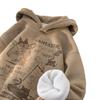 Sudadera con capucha de gamuza súper gruesa para hombre, invierno, forrada de polar, gruesa, estilo americano, retro, holgada, pesada, para adolescentes