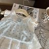 Ropa Infantil Estilo Coreano 2026 Nuevo Conjunto de Dos Piezas Verano Niñas: Chaleco de Mangas Volantes con Estampado Floral y Pantalones Falda con Tirantes y Ribete de Encaje Blanco
