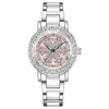 Reloj Atq para Mujer Lujo Accesible Completo con Diamantes Maimang Nicho Esfera Giratoria Resistente al Agua Correa de Cerámica Imitación Reloj de Cuarzo para Mujer