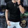 2025 Cuello Redondo Manga Corta Guapo Moderno Letra Entrada Lujo Moda para Hombre Algodón Mercerizado Ajustado Camiseta verano nueva llegada