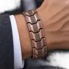 Pulsera magnética de cobre rojo antiguo con patrón de tortuga electrochapado de 3 filas, transfronteriza, para hombre, desmontable, no se decolora, accesorio versátil, venta al por mayor
