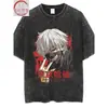 Camiseta con Estampado de Anime Tokyo Ghoul Xichunjin Muyan Spray Directo Retro Lavada Vieja Vintage High Street Manga Corta