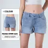 Nuevos Shorts de Mezclilla Cruzados en la Cintura para Mujer, Tiro Bajo, Corte Holgado, Elásticos, Adelgazantes, con Bolsillos, Desgastados, Rasgados, de Tres Cuartos