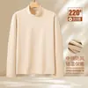 Camiseta térmica de fleece dupla face com gola alta para outono e inverno para homens, camiseta de manga longa quente masculina, best-seller transfronteiriço