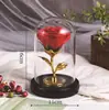 Flor Eterna en Cubierta de Cristal con Rosa de Pan de Oro, Luz LED, Adorno Hecho a Mano para DIY, Regalo de San Valentín, Flor Luminosa