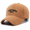 Gorra de béisbol de pana de color liso para otoño e invierno, nueva, informal, sencilla, con letras, lengua de pato, cálida y fría, para hombre y mujer