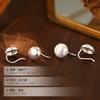 Bajo el árbol de baniano plata S925 nueva moda bola cepillada gancho para la oreja aretes de nicho de alta gama para mujer viajero combinable joyería para la oreja