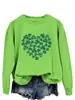 Moda Europeia e Americana Gola Redonda Estampa de Trevo e Coração Moletom Casual Feminino Exportação Ebay Versátil Elegante Top Feminino