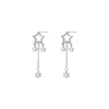 Moda Tendencia Estilo Coreano Pendientes Largos con Borlas de Estrella de Cinco Puntas Pendientes Elegantes Estrella Strass Circonita Pendientes Personalizados