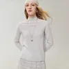 Suéter de estilo minimalista 100% cachemira pura para mujer, cuello semi alto, manga larga tejida, ligero, cálido, versátil y con diseño de manga raglán, perfecto como capa base
