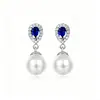 Pendientes de Plata de Ley S925 con Zafiro, Perla en Forma de Gota de Agua, Exquisitos y Lujosos, Sensación de Alta Gama, Regalo 520 para Novia, Amante, Esposa