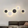 Lámpara de pared moderna minimalista para mesita de noche de dormitorio, luz de pared de alto nivel para fondo de TV, luminaria circular de iluminación para balcón de entrada nórdico