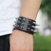 Pulsera de Cuero Ancha Punk de Tres Filas con Púas, Creativa y Única, Unisex, Adecuada para Bares y Baile Callejero