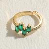 Anillo de circonita con costuras cuadradas geométricas, estilo lujoso y ligero, chapado en cobre, oro real de 14 quilates, para mujer, gran oferta de Amazon