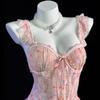 Lencería Sexy Estilo Nuevo 2026 con Estampado Floral, Dulce Diseño de Ballena, Sujetador Acolchado, Conjunto Adelgazante y Reafirmante para Mujeres
