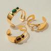 Pulsera Jingqiao Europea y Americana de Acero Inoxidable Hueca con Perlas Versión Alta Piedra Natural Brazalete Abierto Acero Titanio Joyería de Mano Transfronteriza