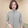 Sudadera versátil de cremallera y manga larga para mujer, cárdigan grueso de forro polar de doble cara, juvenil y elegante, chaqueta superior cálida