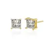 Pendientes Populares Europeos y Americanos de Circonita con Diamante Cuadrado Pendientes de Circonita con Diamante Redondo de Cuatro Garras Suministro Directo de Fabricante Nicho Simple Joyería al por Mayor