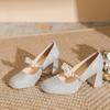 Zapatos de Tacón Grueso Cuadrados Mary Jane Otoño 2026 Nuevos Impermeables de Plataforma Moda de Correa Única para Mujer Zapatos Elegantes de Tacón Alto