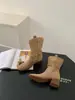 Botas Nuevas para Mujer Otoño/Invierno 2026 Punta Fina Tacón Grueso Tacón Alto Elegantes Moda Francesa Botas de Media Caña con Aumento Interno de Altura Gamuza