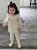 Ropa de otoño para bebé 2024, traje de bebé conjunto, ropa coreana para niños, traje de medias de pedo para niñas