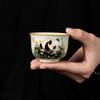 Copo Tripé Redondo Panda Cerâmica Forno Ru Copo de Chá Doméstico Copo Mestre Copo de Chá Requintado de Alto Nível Conjunto de Chá Kung Fu