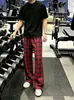 Pantalones casuales de retazos a cuadros retro americanos para hombre, nuevo estilo de verano, corte holgado, versátiles, corte recto, elegantes, adelgazantes, pantalones de pierna ancha