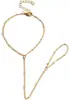 Pulsera de Cuentas de Moda Europea y Americana Transfronteriza Nueva Estilosa Cadena de Dedos con Forma de Y Cadena Delgada Diseño Simple de Nicho