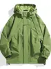 Chaqueta con Caparazón Estilo Bosque Transfronterizo con Bolsillos Laterales Parche 3D Primavera y Otoño Senderismo Montañismo Holgada Repelente al Agua Cortavientos