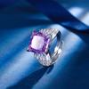 2024 Nuevo estilo joyería Zhuang Sheng corte Flor de Hielo diamante de alto carbono cobre Diamante incrustado elegante anillo Princesa Cuadrado femenino 12*12