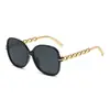 Óculos de Sol com Corrente nas Pernas, Armação Grande Oval para Mulheres, Estilo Europeu e Americano Ins Retro, Óculos de Alto Padrão, Efeito Emagrecedor, Óculos de Sol Street Style