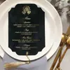 Menú de Boda de Venta Caliente Transfronterizo, Menú de Terciopelo con Borla Dorada Estampada de Color Personalizado, Tarjeta de Mesa para Cena de Banquete de Boda