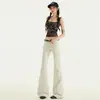 Jeans Vintage Estilo Americano Cintura Baixa Slim Fit Flare Primavera/Verão Novo Off-White Slim Fit Comprimento Total Direto do Fabricante