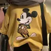 Nueva Camiseta 2021 para Mujer Verano Mujer Coreana Talla Grande Longitud Media Dibujos Animados Manga Corta Camiseta Suelta Pequeña para Mujer