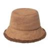 Chapéu de Pescador de Camurça Preta para Mulheres Outono e Inverno Estilo Coreano Moderno para Todos os Combos Engrossado Quente Bacia de Veludo de Cordeiro para Mostrar o Rosto Chapéu Pequeno para Crianças