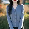 Chaqueta Suéter Slim-fit Slim con Borlas Hechas a Mano Primavera Nuevo Commuter Cuello en V Estambre de Lana Cárdigan para Mujer
