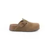 Couro Genuíno Solado Grosso Sapatos Birkenstock Feminino Roupa Externa Chegada Nova Primavera 2026 Cabeça de Manga Slip-on Bico Fechado Meio Chinelos Sandálias