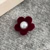 Horquilla retro francesa de flor de perla con flocado para mujer, clip para flequillo de la frente, horquilla de temperamento, clip de pico de pato para cabello suelto, tocado