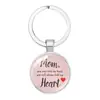 Llavero de joyería explosiva europea y americana letra mamá familia regalo del Día de la Madre gema del tiempo llavero de cristal