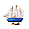 Modelo de velero de madera decoración de pastel lisa decoración de pastel de vela azul mediterráneo de verano en caja