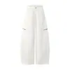 YECHUAN# Pantalones Cargo de Pierna Ancha con Cremallera y Múltiples Bolsillos Estilo Americano Nuevo de Verano para Mujer Streetwear Sueltos Adelgazantes Pantalones Plátano